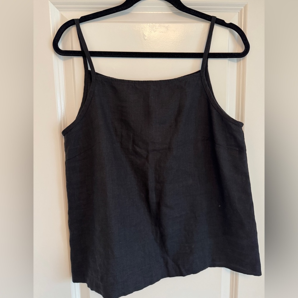 Linenfox Stella Linen Classic Black Camisole Tank Sz L